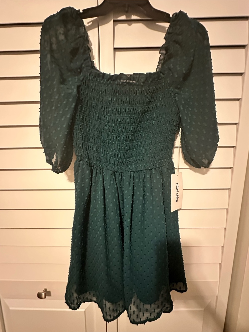 Mimi Chica Green Swiss Dot Dress